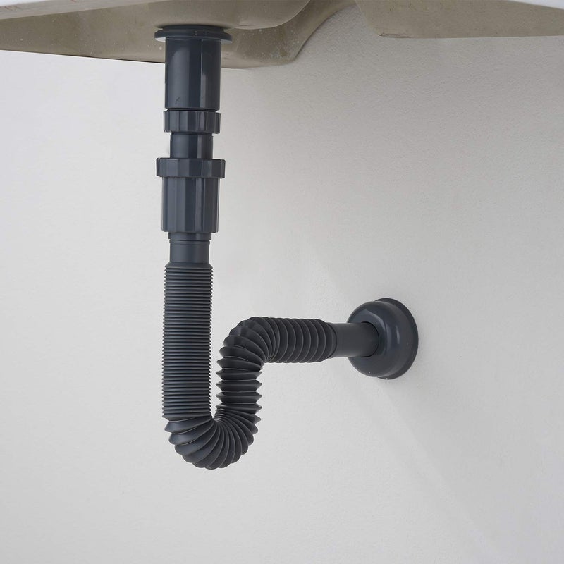 GORDEE Bathroom Sink Stopper Vertical Straight Bottle Trap Complete Set Adjustable 1-1/4 Sink Drain Kit Tube, Threaded Tube Design for Bending Angles, with or Without Overflow Adjustable, Black - Image 3